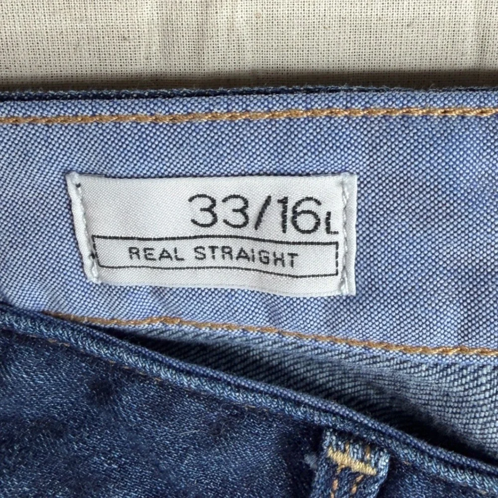 GAP 1969 Real Straight Jeans size 33/16‎ Long Blue_3